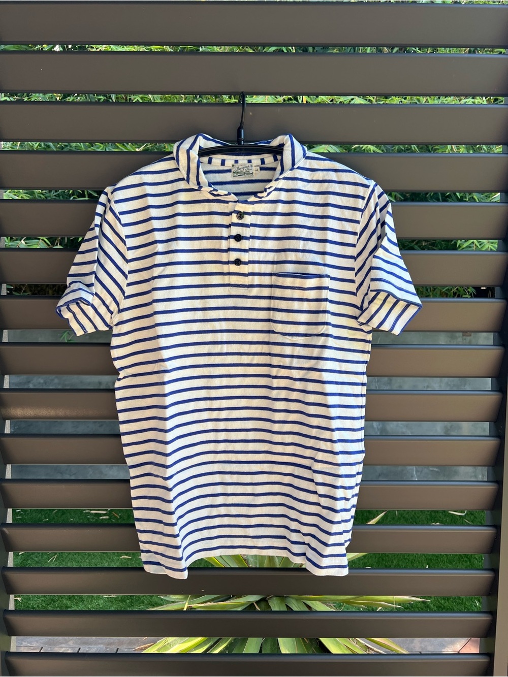 BURGUS PLUS - Shawl Collar Stripes Polo Shirt